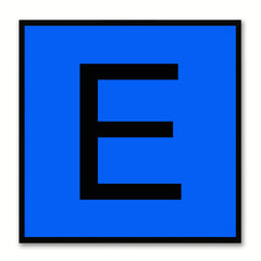 Alphabet E Blue Canvas Print Black Frame Kids Bedroom Wall Décor Home Art