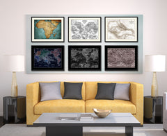 West Indies Caribbean Vintage Sepia Map Canvas Print, Picture Frame Gifts Home Decor Wall Art Decoration