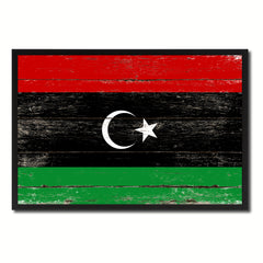 Libya Country National Flag Vintage Canvas Print with Picture Frame Home Decor Wall Art Collection Gift Ideas