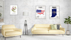 Indiana Flag Gifts Home Decor Wall Art Canvas Print with Custom Picture Frame