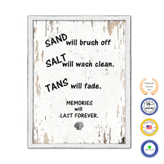 Sand Will Brush Off Salt Will Wash Clean Vintage Saying Gifts Home Decor Wall Art Canvas Print with Custom Picture Frame