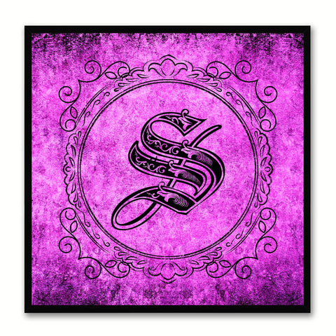 Alphabet S Purple Canvas Print Black Frame Kids Bedroom Wall Décor Home Art