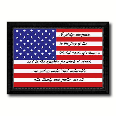 Stronger Together USA Flag Canvas Print with Brown Picture Frame Home Decor Wall Art Gift Ideas