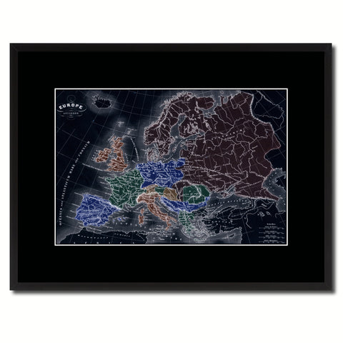 Europe Vintage Antique Map Wall Art Home Decor Gift Ideas Canvas Print Custom Picture Frame
