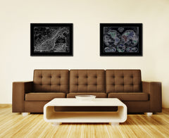 Quebec Montreal Vintage Monochrome Map Canvas Print, Gifts Picture Frames Home Decor Wall Art