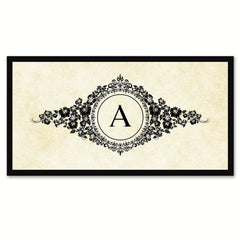 Alphabet Letter A White Canvas Print, Black Custom Frame