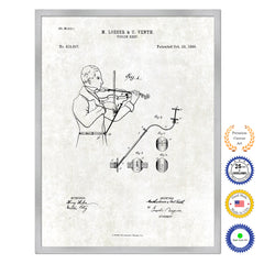 1889 Violin Rest Old Patent Art Print on Canvas Custom Framed Vintage Home Decor Wall Decoration Great for Gifts