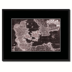 Denmark Centuries Vintage Vivid Sepia Map Canvas Print, Picture Frames Home Decor Wall Art Decoration Gifts