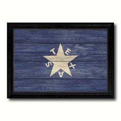 Texas History Lorenzo De Zavala Military Flag Texture Canvas Print with Black Picture Frame Gift Ideas Home Decor Wall Art