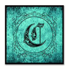 Alphabet C Aqua Canvas Print Black Frame Kids Bedroom Wall Décor Home Art