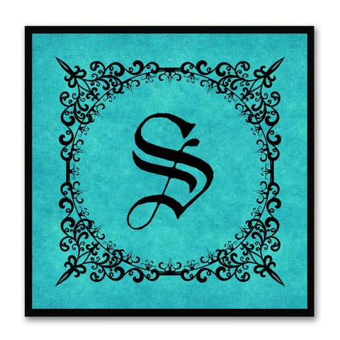 Alphabet S Aqua Canvas Print Black Frame Kids Bedroom Wall Décor Home Art