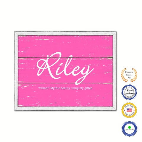 Riley Name Plate White Wash Wood Frame Canvas Print Boutique Cottage Decor Shabby Chic