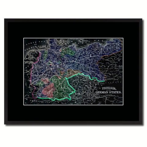 Prussia Germany Vintage Vivid Color Map Canvas Print, Picture Frame Home Decor Wall Art Office Decoration Gift Ideas