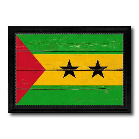 Sao Tome & Principe Country Flag Vintage Canvas Print with Black Picture Frame Home Decor Gifts Wall Art Decoration Artwork