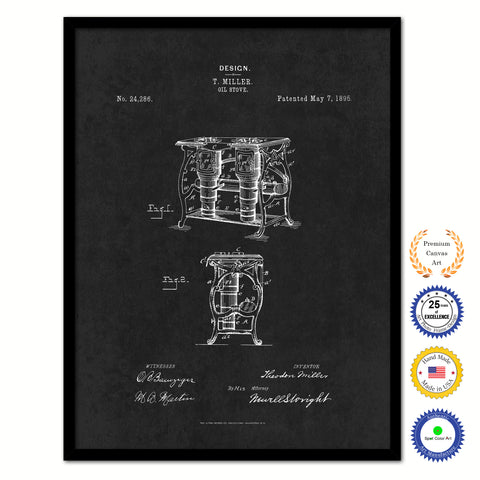 1895 Oil Stove Old Patent Art Print on Canvas Custom Framed Vintage Home Decor Wall Decoration Great for Gifts