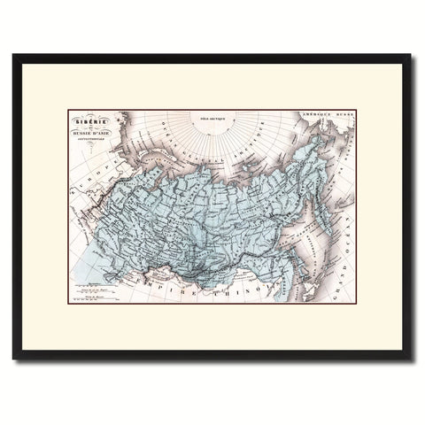 Siberia Russia Vintage Antique Map Wall Art Home Decor Gift Ideas Canvas Print Custom Picture Frame