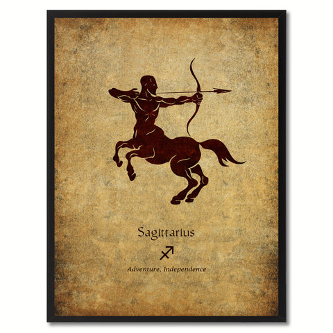 Zodiac Sagittarius Horoscope Astrology Canvas Print, Black Picture Frame Home Decor Wall Art Gift