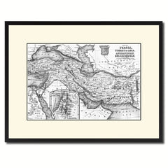 Persia Iraq Iran Afghanistan Vintage B&W Map Canvas Print, Picture Frame Home Decor Wall Art Gift Ideas