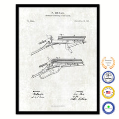 1866 Breech Loading Firearm Old Patent Art Print on Canvas Custom Framed Vintage Home Decor Wall Decoration Great for Gifts
