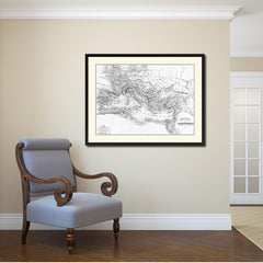 Constantine Empire Vintage B&W Map Canvas Print, Picture Frame Home Decor Wall Art Gift Ideas