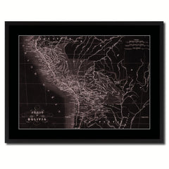 Peru Bolivia Vintage Vivid Sepia Map Canvas Print, Picture Frames Home Decor Wall Art Decoration Gifts