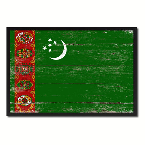 Turkmenistan Country National Flag Vintage Canvas Print with Picture Frame Home Decor Wall Art Collection Gift Ideas