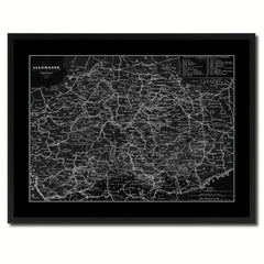 Central Germany Vintage Monochrome Map Canvas Print, Gifts Picture Frames Home Decor Wall Art