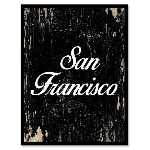 San Francisco City Vintage Sign Black Framed Canvas Print Home Decor Wall Art Collectible Decoration Artwork Gifts
