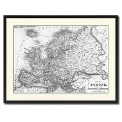 Europe Vintage B&W Map Canvas Print, Picture Frame Home Decor Wall Art Gift Ideas