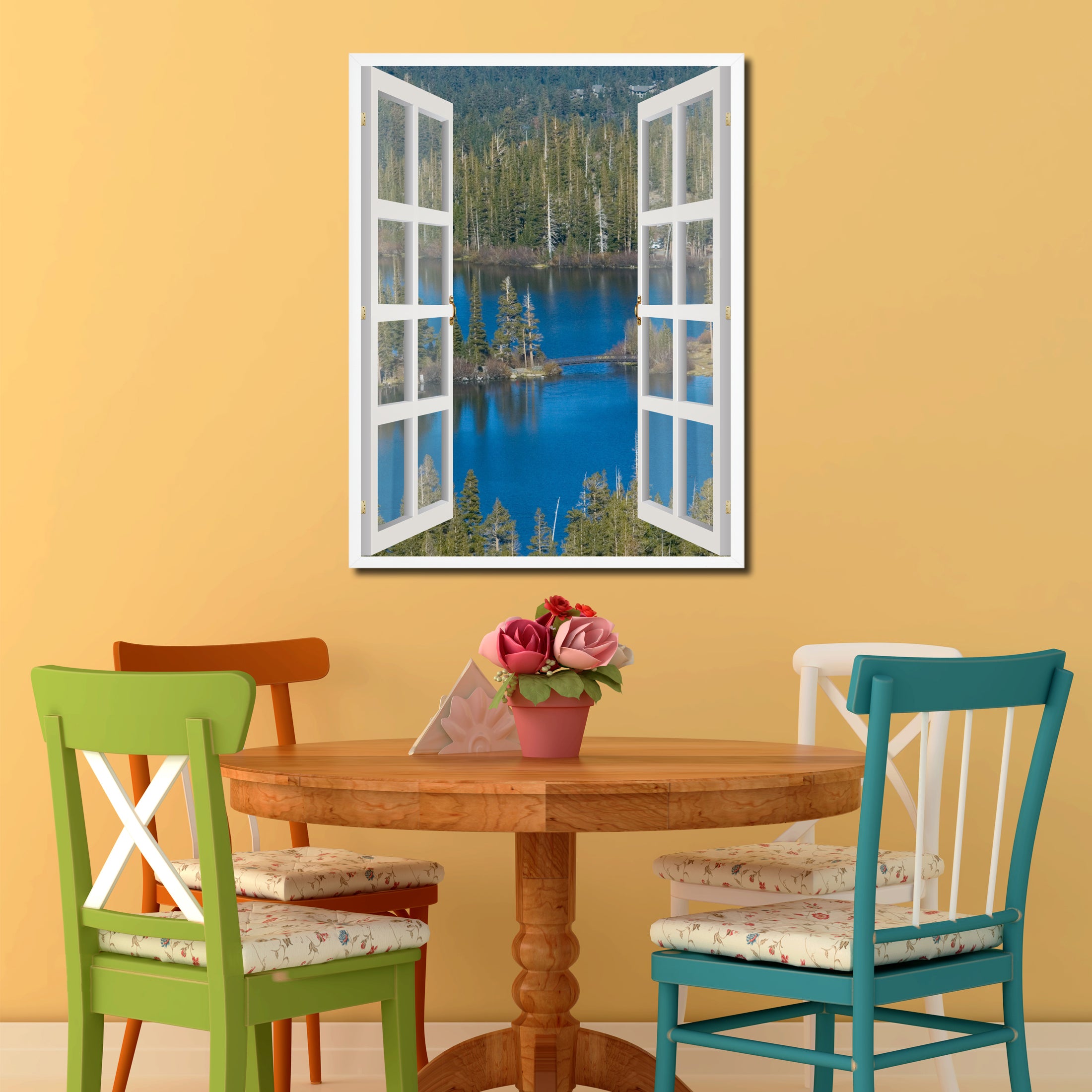 Twin Lakes Mammoth California Picture French Window Canvas Print with Frame Gifts Home Decor Wall Art Collection