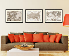 Russia Siberia Vintage Sepia Map Canvas Print, Picture Frame Gifts Home Decor Wall Art Decoration