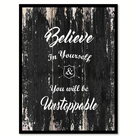 Believe in yourself you will be unstoppable Motivational Quote Saying Canvas Print with Picture Frame Home Decor Wall Art