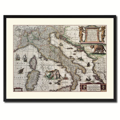 Italy Vintage Antique Map Wall Art Home Decor Gift Ideas Canvas Print Custom Picture Frame