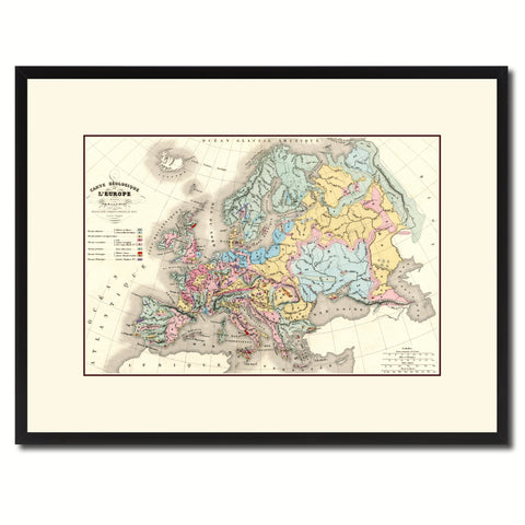 Europe Geological Vintage Antique Map Wall Art Home Decor Gift Ideas Canvas Print Custom Picture Frame