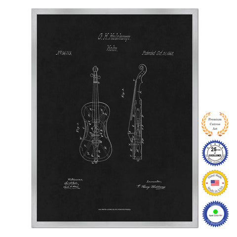 1862 Violin Old Patent Art Print on Canvas Custom Framed Vintage Home Decor Wall Decoration Great for Gifts