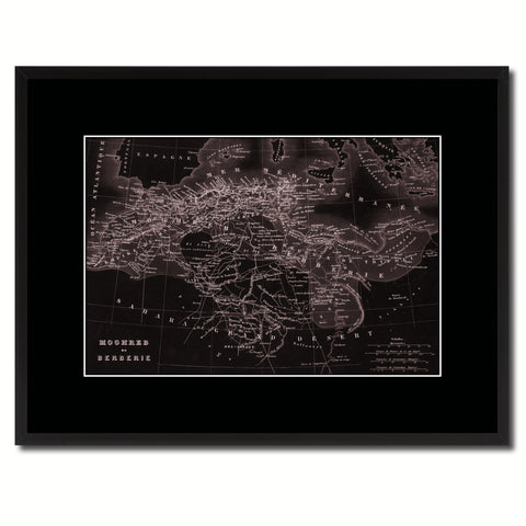 North Africa Barbary Coast Vintage Vivid Sepia Map Canvas Print, Picture Frames Home Decor Wall Art Decoration Gifts