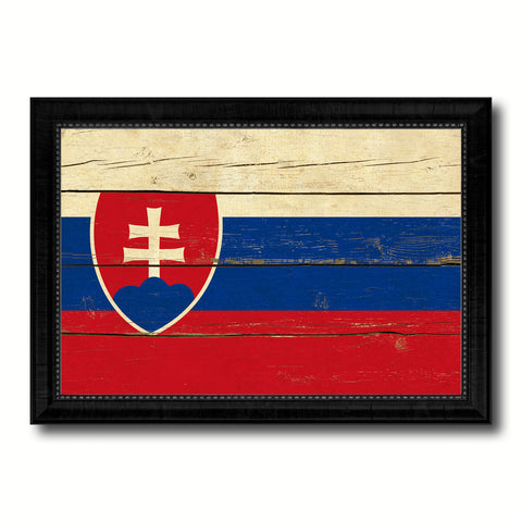 Slovakia Country Flag Vintage Canvas Print with Black Picture Frame Home Decor Gifts Wall Art Decoration Artwork