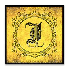 Alphabet I Yellow Canvas Print Black Frame Kids Bedroom Wall Décor Home Art