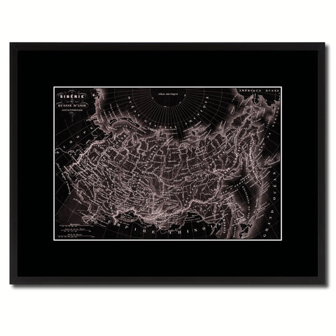 Siberia Russia Vintage Vivid Sepia Map Canvas Print, Picture Frames Home Decor Wall Art Decoration Gifts