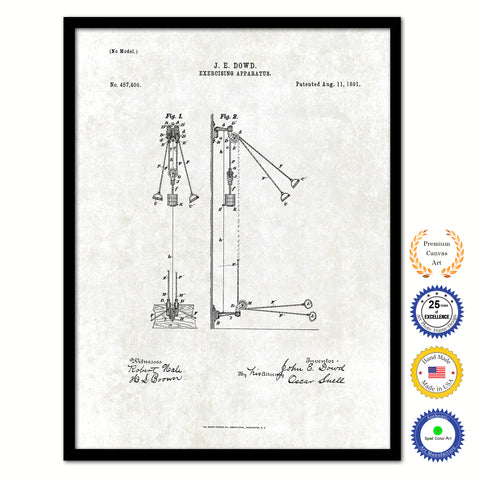 1891 Exercising Apparatus Old Patent Art Print on Canvas Custom Framed Vintage Home Decor Wall Decoration Great for Gifts