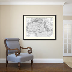 Ancient Africa Vintage B&W Map Canvas Print, Picture Frame Home Decor Wall Art Gift Ideas