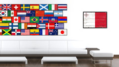 Malta Country National Flag Vintage Canvas Print with Picture Frame Home Decor Wall Art Collection Gift Ideas