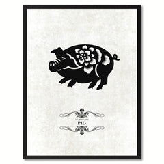 Zodiac Pig Horoscope Canvas Print, Black Picture Frame Home Decor Wall Art Gift