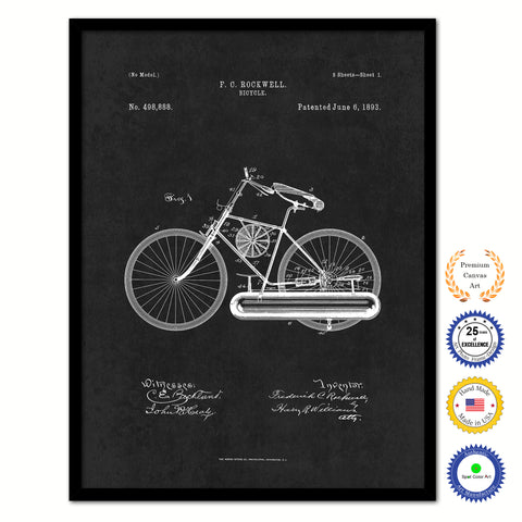1893 Bicycle Old Patent Art Print on Canvas Custom Framed Vintage Home Decor Wall Decoration Great for Gifts