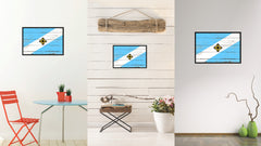 Madison City Wisconsin State Flag Vintage Canvas Print with Black Picture Frame Home Decor Wall Art Collectible Decoration Artwork Gifts