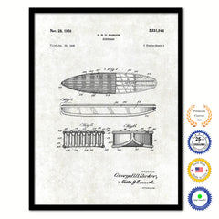 1950 Surfboard Old Patent Art Print on Canvas Custom Framed Vintage Home Decor Wall Decoration Great for Gifts