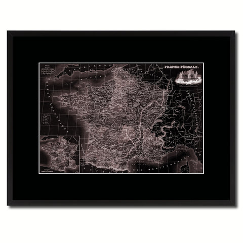 Mideavel France Crusades Vintage Vivid Sepia Map Canvas Print, Picture Frames Home Decor Wall Art Decoration Gifts