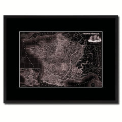 Mideavel France Crusades Vintage Vivid Sepia Map Canvas Print, Picture Frames Home Decor Wall Art Decoration Gifts