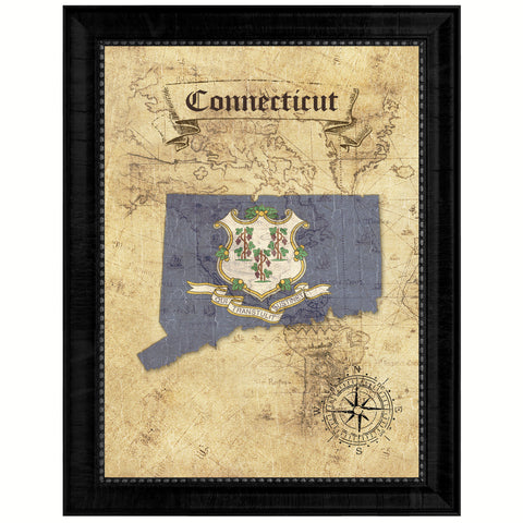 Connecticut State Vintage Map Gifts Home Decor Wall Art Office Decoration