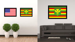 Kanaka Maoli City Hawaii State Flag Canvas Print Black Picture Frame